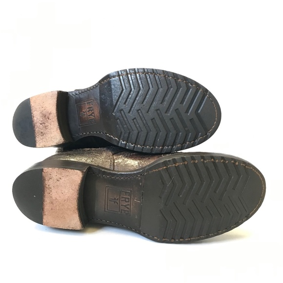 Frye Veronica Harness Distressed Boots Womens 7 Brown Leather Buckle Short Boho - Picture 8 of 11